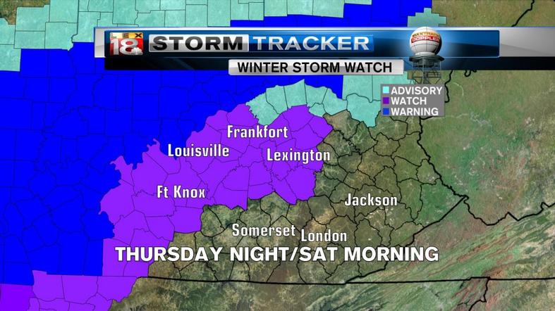 1 hour 2 minutes ago<br /><br />Ohio Valley Winter Storm<br /><br />Winter weather is on the way but we'll be soggy before we get there- expect widespread soaking rain Thursday with isolated t-storms and bursts of heavy rain possible. Highs will stay in the low 60s early on but fall into the 50s later in the day and bottom out in the mid to upper 30s tonight with a cold rain continuing into Friday morning. A flood watch is in effect for southeastern counties with 2-4" of rain possible through Saturday morning. On top of that we have a winter storm watch in effect for Bluegrass counties north to Cincinnati and into western Kentucky. We are about to receive a glancing blow from a storm that will likely hammer states just across our northern border and even into western Kentucky. As arctic air pushes in Friday we will drop to freezing in the afternoon and below it later Friday evening. The rain will change to a mix (sleet & freezing rain) with a few hours of light ice changing to a quick shot of snow as the moisture departs Friday night. Ice & snow accumulation should stay in the 1-2" range with much higher totals closer to the Ohio River and over the border. Roads could be slick and treacherous especially into western Kentucky, southern Indiana and Ohio where the highest ice & snow accumulation is expected (3-6"). After a cold, dry and quiet Saturday with highs in the upper 20s to around freezing south we'll brace for the next round. We'll see a little snow but freezing rain looks to be the main winter weather player Sunday morning with a transition to a mix and eventual cold rain Sunday afternoon with highs in the upper 30s. Additional and more significant ice accumulation is possible late in the weekend, especially early Sunday morning