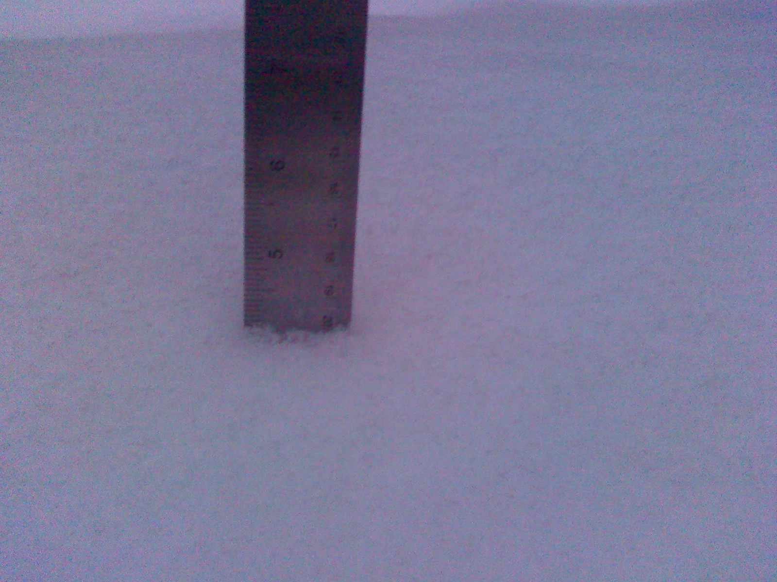 1-8-2010 measured snow in several places thru yard and on sidewalk. 4" was generally the number except in some drifted spots.